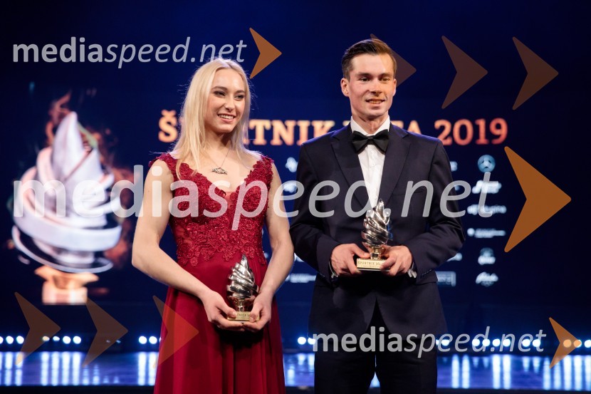 Janja Garnbret, slovenska športna plezalka;  Primož Roglič, smučarski skakalec in kolesarŠportnik leta 2019