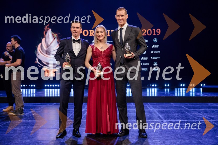  Primož Roglič, smučarski skakalec in kolesar;  Janja Garnbret, slovenska športna plezalka;  Tine  Urnaut, kapetan slovenske odbojkarske reprezentanceŠportnik leta 2019