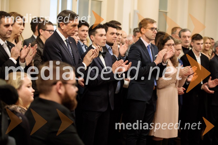  Borut Pahor, predsednik Republike Slovenije;  Primož Roglič, smučarski skakalec in kolesar;  ... ;  ... ;  ... ;  ... Športnik leta 2019