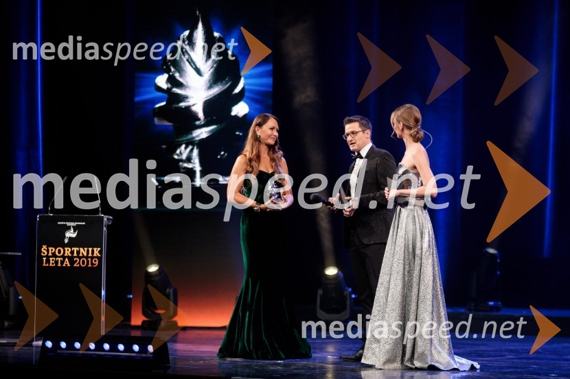  Mirjam Poterbin, mama Luke Dončića;  Saša  Jerković, novinar;  Ajda Smrekar, igralkaŠportnik leta 2019