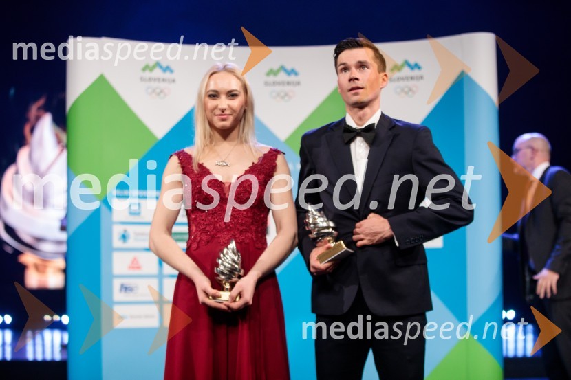  Janja Garnbret, slovenska športna plezalka;  Primož Roglič, smučarski skakalec in kolesarŠportnik leta 2019