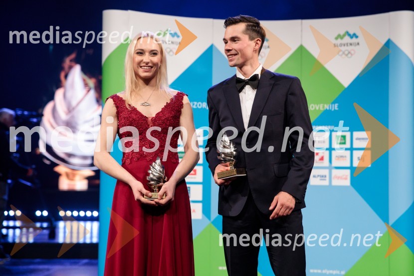  Janja Garnbret, slovenska športna plezalka;  Primož Roglič, smučarski skakalec in kolesarŠportnik leta 2019
