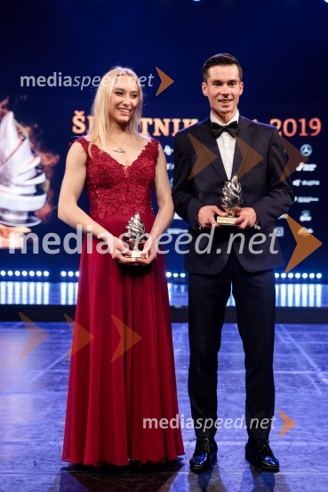  Janja Garnbret, slovenska športna plezalka;  Primož Roglič, smučarski skakalec in kolesarŠportnik leta 2019