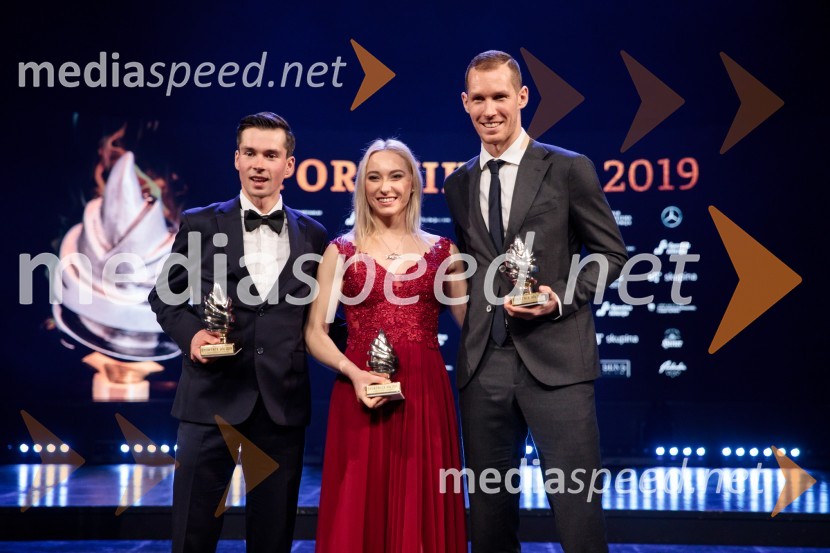  Primož Roglič, smučarski skakalec in kolesar;  Janja Garnbret, slovenska športna plezalka;  Tine  Urnaut, kapetan slovenske odbojkarske reprezentanceŠportnik leta 2019