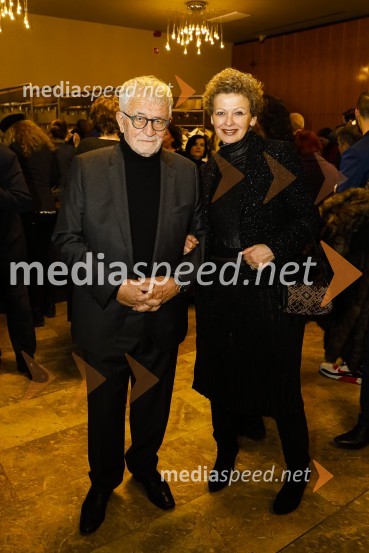 dr. Peter  Čeferin, pravnik, pisatelj;  Rija  Čič, inženirka tekstilne industrijeZa narodov blagor, premiera satirične komedije