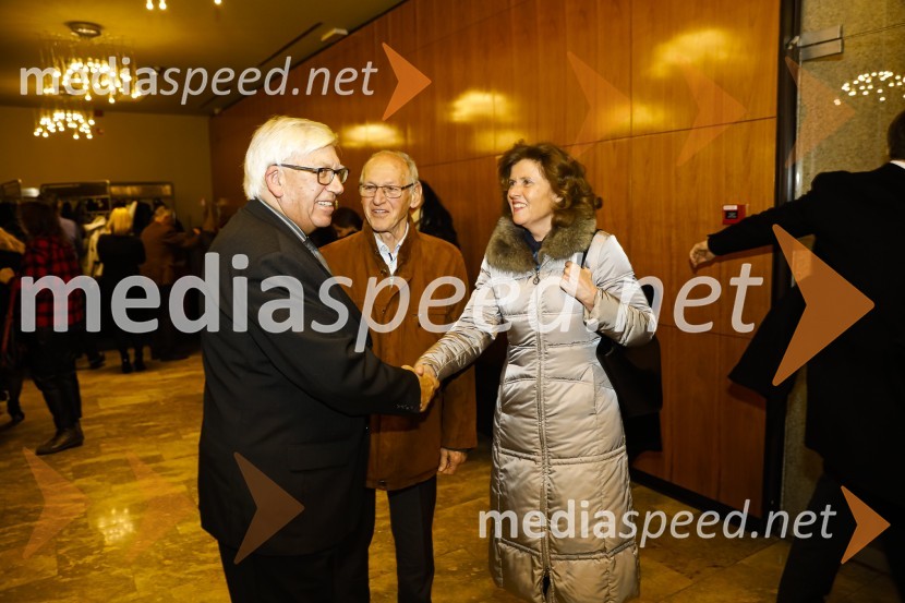  Aleks Štakul, nekdanji generalni direktor RTV Slovenija;  Miroslav Cerar, nekdanji gimnastičar, predsednik Odbora za podeljevanje Bloudkovih priznanj;  ... Za narodov blagor, premiera satirične komedije