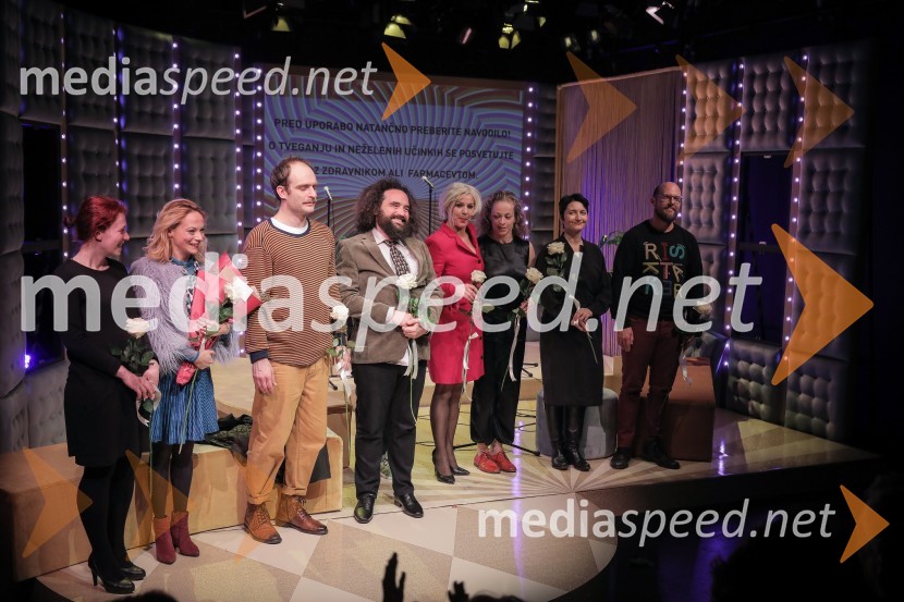  Anja Krušnik Cirnski, dramaturginja;  Viktorija Bencik Emeršič, igralka;  Gregor Gruden, igralec;  Jure Novak, režiser;  Karin Komljanec, igralka;  Leja Jurišič, igralka;  Petra Pogorevc, dramaturginja in urednica knjižnice MGL;  Uroš Buh, glasbenikKaraoke, premiera glasbene drame