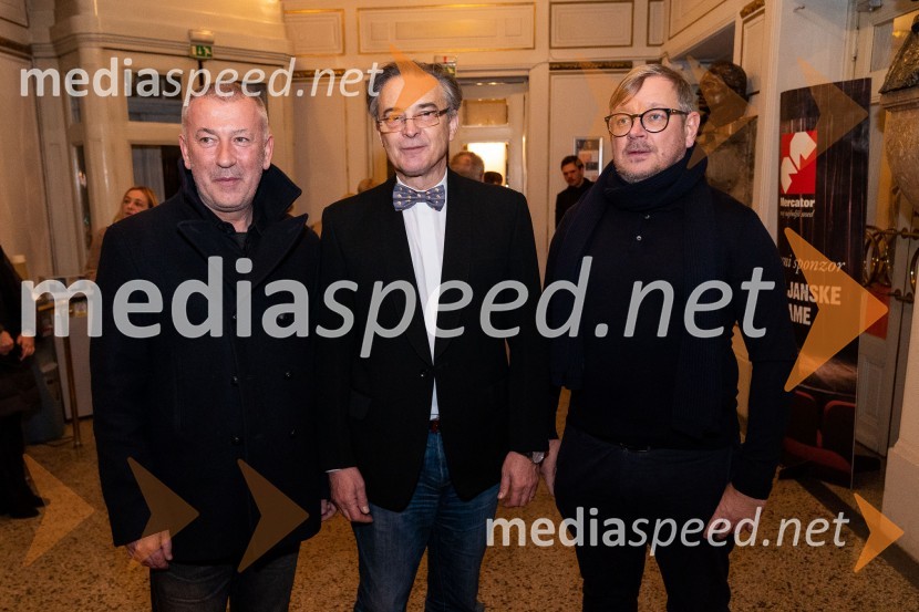  Ivica Buljan, režiser;   Igor  Samobor, igralec, ravnatelj SNG Drama Ljubljana;  Robert Waltl, direktor, Mini teaterMaria, premiera drame