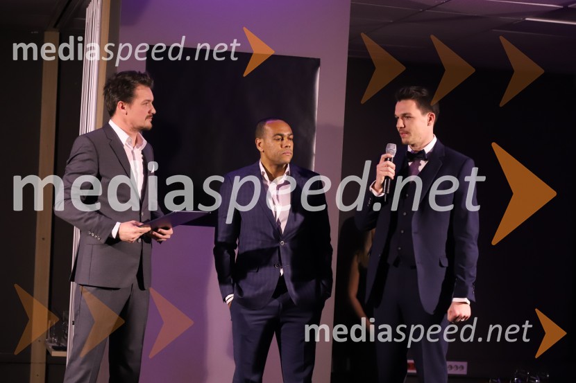  Mitja Šeško, moderator prireditev ;  Marcos  Tavares, nogometaš, NK Maribor;  Jan Ternjak, direktor Športne agencije ProeliumGala Proelium 2019, razglasitev najboljših športnikov in druženje