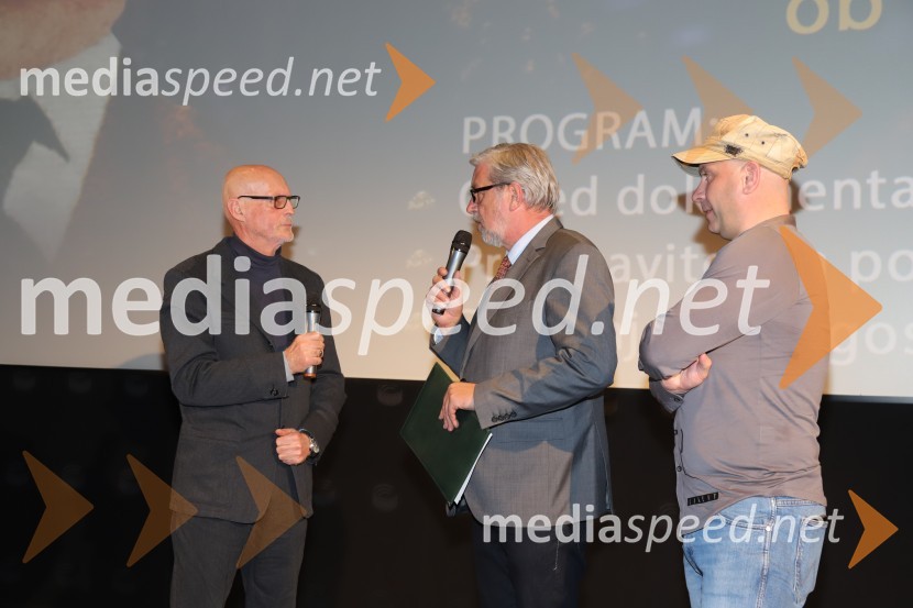  Marjan Šrimpf, novinar RTV, filmski ustvarjalec;  Dušan  Tomažič, voditelj;  Robert Kranvogel, filmski ustvarjalecOd Eldorada do pekla, premiera dokumentarnega filma