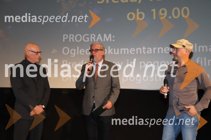  Marjan Šrimpf, novinar RTV, filmski ustvarjalec;  Dušan  Tomažič, voditelj;  Robert Kranvogel, filmski ustvarjalecOd Eldorada do pekla, premiera dokumentarnega filma