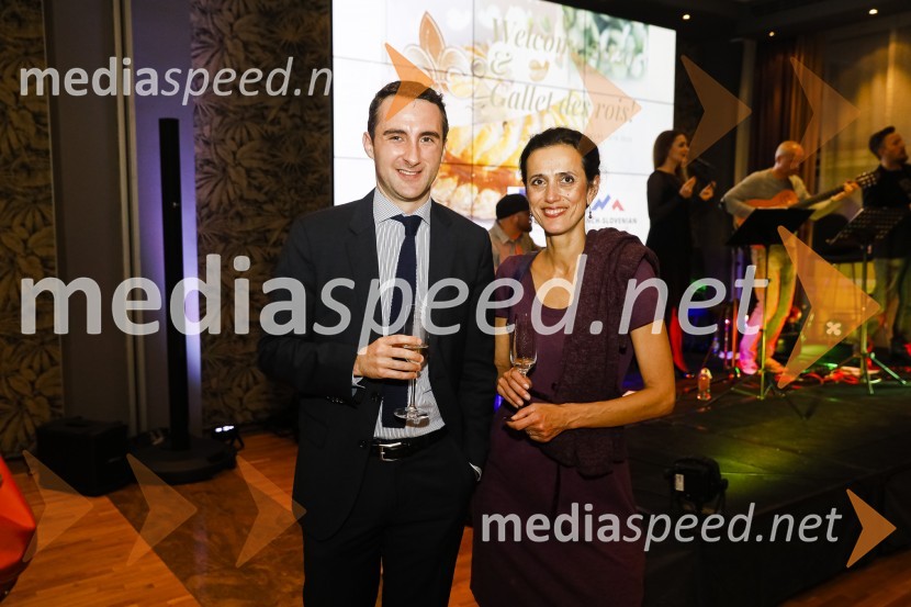  Maxime  Ravinet;  Maja Razpotnik Kerin, predsednica, društvo Luna gitanaGalette des rois novoletno srečanje Francosko slovenskega poslovnega kluba in Francoskega veleposlaništva v Sloveniji