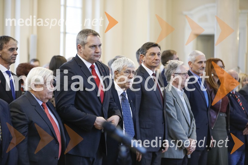 Milan Kučan, nekdanji predsednik Republike Slovenije; mag. Dejan Židan, predsednik Državnega zbora Republike Slovenije; dr. Ciril Ribičič, pravnik;  Borut Pahor, predsednik Republike Slovenije;  Franci Pivec, kulturnik in filozof, ambasador Mariborske knjižnice30. obletnica odhoda slovenske delegacije s 14. kongresa Zveze komunistov Jugoslavije