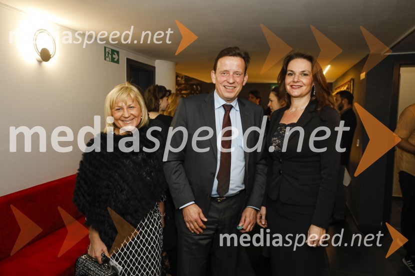  ... ;  Bojan Šrot, župan MO Celje;  Katarina Karlovšek, SBCPlašč, premiera v SLG Celje