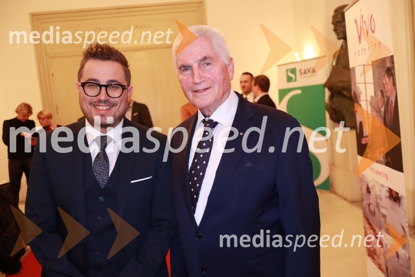  Matija Stepišnik, odgovorni urednik, Večer; prof. dr. Ludvik Toplak,  predsednik Alma Mater Europaea, nekdanji rektor UMBob leta 2019 zdravnici in humanitarki Ninni Kozorog