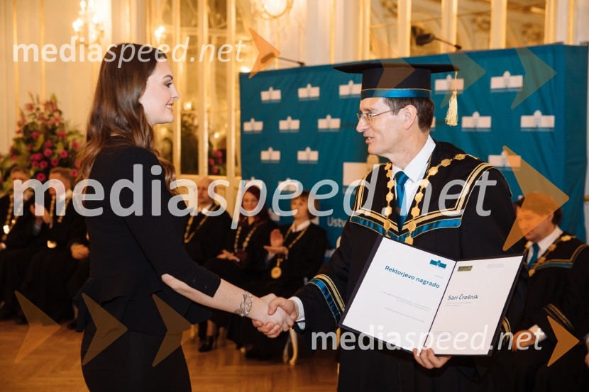  Sara  Črešnik, Ekonomsko-poslovna fakulteta UM; prof. dr. Zdravko Kačič, rektor Univerze v MariboruRektorjev dan Univerze v Mariboru 2020