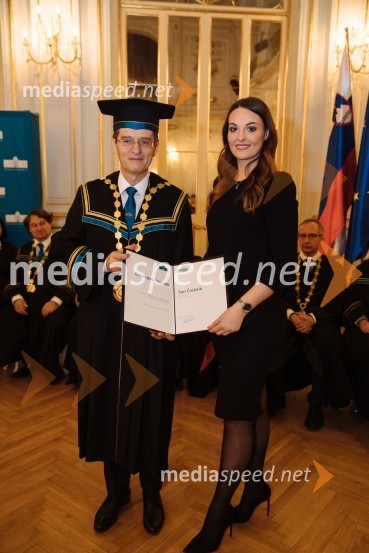 prof. dr. Zdravko Kačič, rektor Univerze v Mariboru;  Sara  Črešnik, Ekonomsko-poslovna fakulteta UMRektorjev dan Univerze v Mariboru 2020