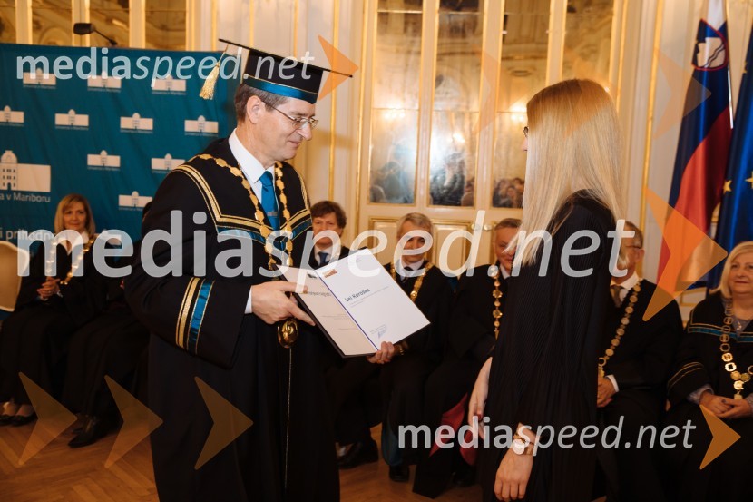 prof. dr. Zdravko Kačič, rektor Univerze v Mariboru;  Lea Korošec, Fakulteta za gradbeništvo, prometno inženirstvo in arhitekturo UMRektorjev dan Univerze v Mariboru 2020