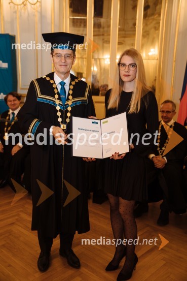 prof. dr. Zdravko Kačič, rektor Univerze v Mariboru;  Lea Korošec, Fakulteta za gradbeništvo, prometno inženirstvo in arhitekturo UMRektorjev dan Univerze v Mariboru 2020