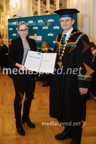  Karin  Požin, Filozofska fakulteta UM; prof. dr. Zdravko Kačič, rektor Univerze v MariboruRektorjev dan Univerze v Mariboru 2020