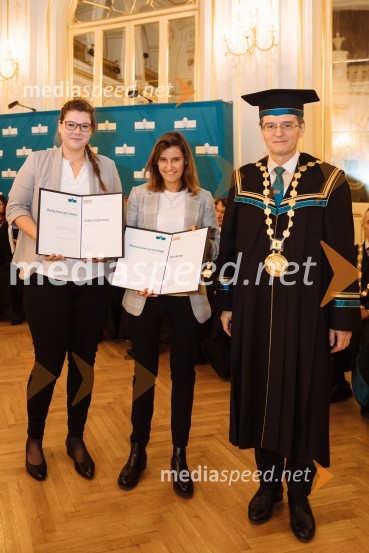  Urška Koštomaj, Medicinska fakulteta UM;  Ana Kenk, Medicinska fakulteta UM; prof. dr. Zdravko Kačič, rektor Univerze v MariboruRektorjev dan Univerze v Mariboru 2020