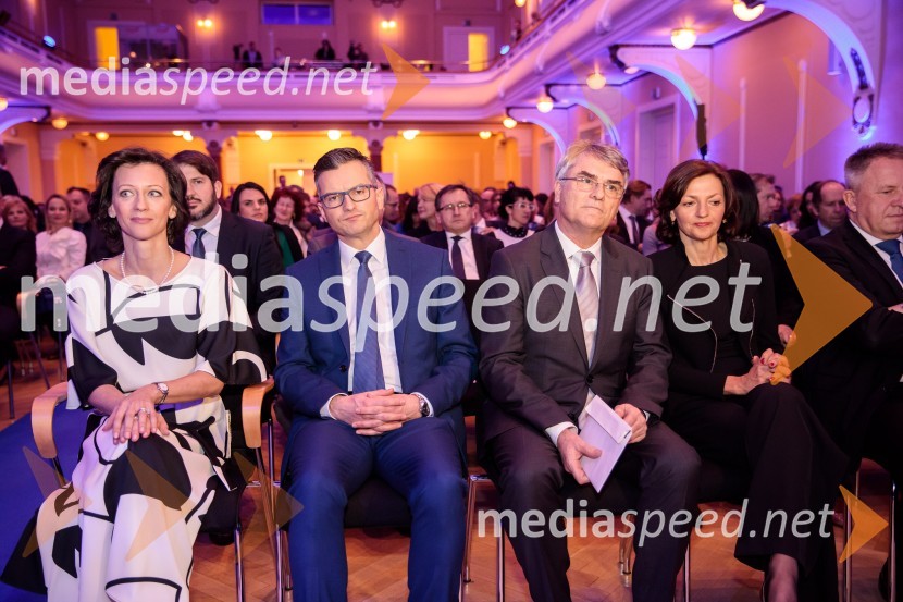  Saša Mrak, izvršna direktorica Združenja Manager;  Marjan  Šarec, predsednik Vlade Republike Slovenije;  Aleksander  Zalaznik, generalni direktor Danfoss Trata, predsednik Združenja Manager; prof. dr. Maja Makovec Brenčič, nekdanja ministrica za izobraževanje, znanost in športPriznanje za življenjsko delo na področju managementa Jožetu Mermalu, januarsko srečanje Združenja Manager