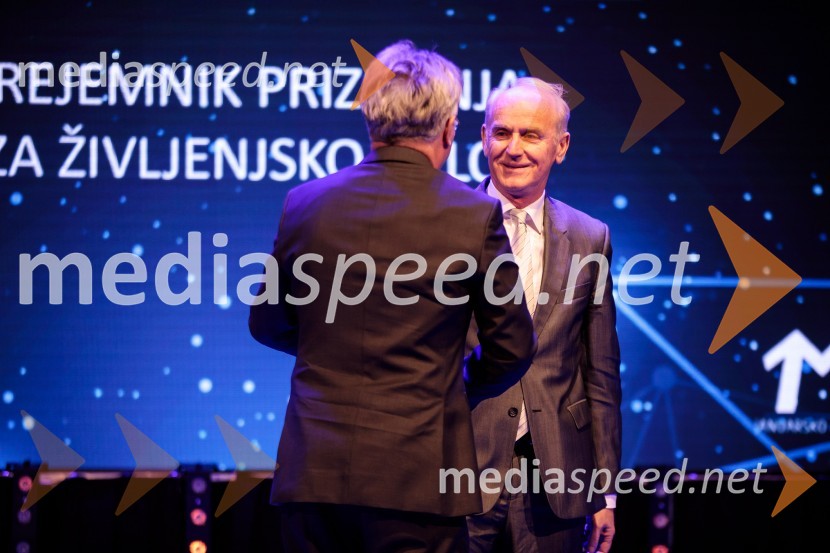  Aleksander  Zalaznik, generalni direktor Danfoss Trata, predsednik Združenja Manager;  Jože  Mermal, predsednik uprave BTC-jaPriznanje za življenjsko delo na področju managementa Jožetu Mermalu, januarsko srečanje Združenja Manager