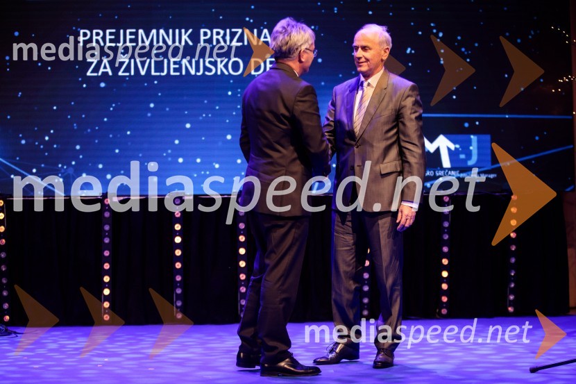  Aleksander  Zalaznik, generalni direktor Danfoss Trata, predsednik Združenja Manager;  Jože  Mermal, predsednik uprave BTC-jaPriznanje za življenjsko delo na področju managementa Jožetu Mermalu, januarsko srečanje Združenja Manager