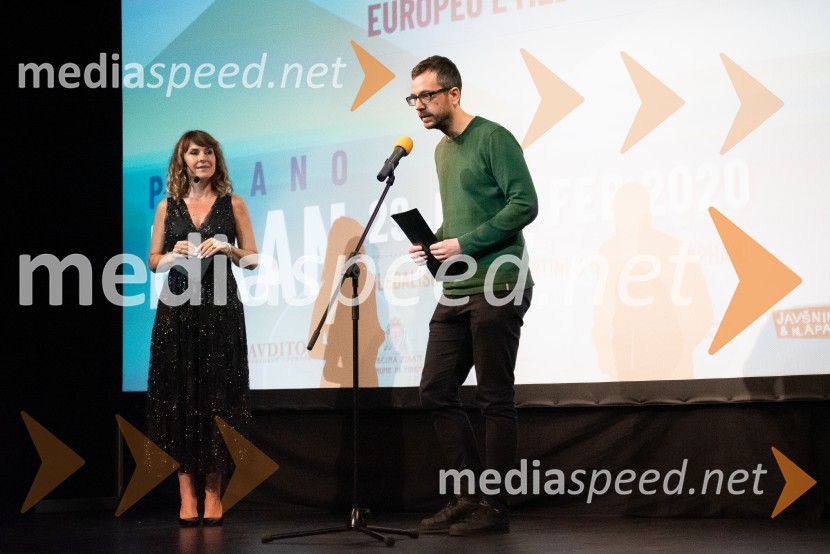  Katja Pišot, voditeljica;  Samo Seničar, programski vodja Mestnega kina MetropolFestival evropskega in mediteranskega filma, zaključek