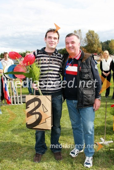 Jernej Kolenko, nekdanji spidvejist in Janez Tomažič, predsednik sekcije za Speedway AMTK LjubljanaSpeedway, DP posameznikov 2008, 4. dirka - finale