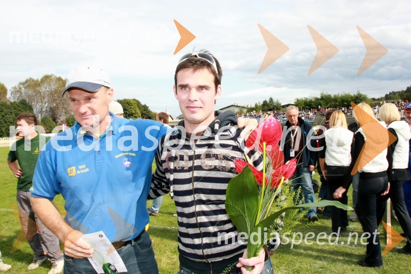 Franci Kalin, trener AMTK Ljubljana in Jernej Kolenko, nekdanji spidvejistSpeedway, DP posameznikov 2008, 4. dirka - finale