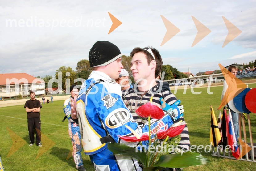 Matej Žagar, Slovenija (AMTK Ljubljana) in Jernej Kolenko, nekdanji spidvejistSpeedway, DP posameznikov 2008, 4. dirka - finale