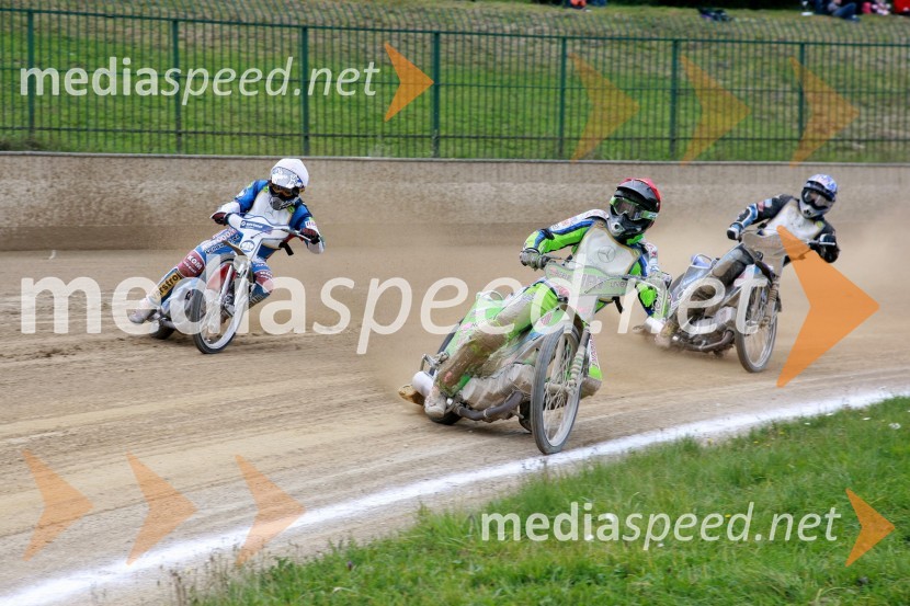 Izak Šantej, Slovenija (AMD Krško), Maks Gregorič, Slovenija (AMTK Ljubljana) in Dino Kovačić, HrvaškaSpeedway, DP posameznikov 2008, 4. dirka - finale