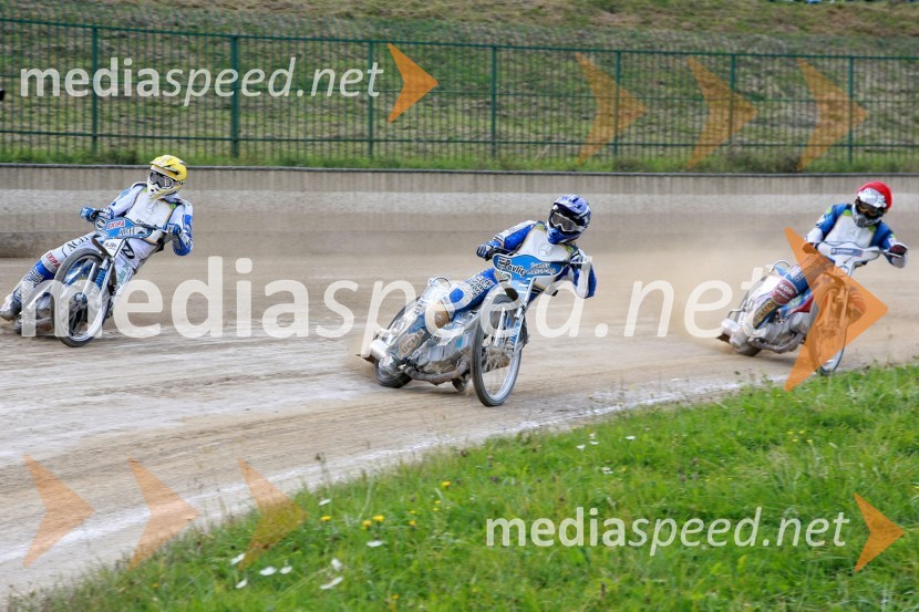 Matej Žagar, Slovenija (AMTK Ljubljana), Jurica Pavlic, Hrvaška in  	Izak Šantej, Slovenija (AMD Krško)Speedway, DP posameznikov 2008, 4. dirka - finale