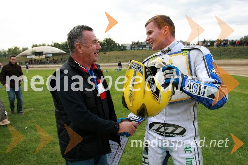 Janez Tomažič, predsednik sekcije za speedway AMTK Ljubljana in Matej Žagar, Slovenija (AMTK Ljubljana)Speedway, DP posameznikov 2008, 4. dirka - finale