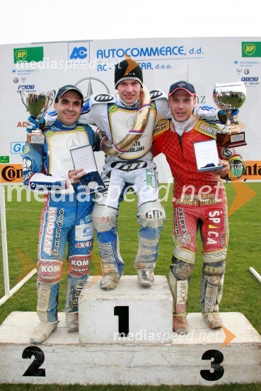 Izak Šantej, Slovenija (AMD Krško), Matej Žagar, Slovenija (AMTK Ljubljana) in Denis Štojs, Slovenija (Speedway team Lendava)Speedway, DP posameznikov 2008, 4. dirka - finale