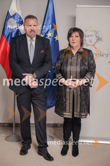 mag. Zoran Poznič, minister za kulturo RS;  Ira Ratej, dramaturginjaPodelitev Prešernovih nagrad ob slovenskem kulturnem prazniku