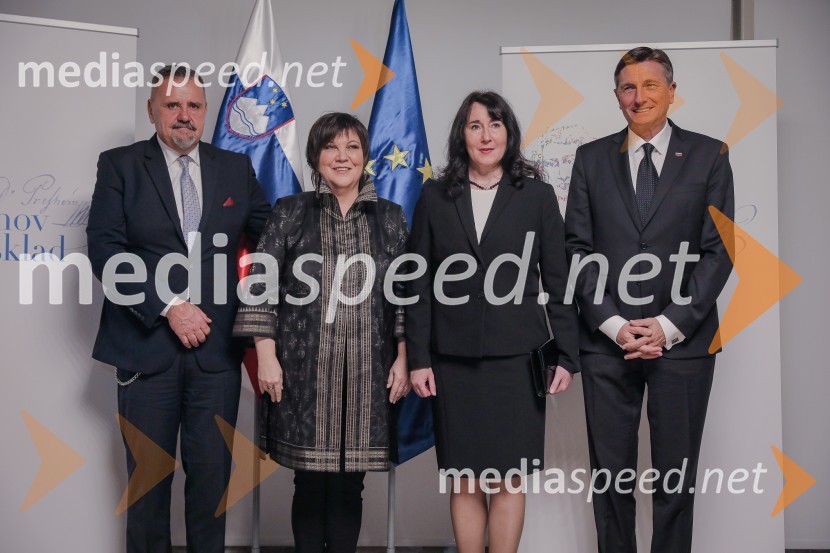 mag. Zoran Poznič, minister za kulturo RS;  Ira Ratej, dramaturginja;  Tanja Pečar, odvetnica;  Borut Pahor, predsednik Republike SlovenijePodelitev Prešernovih nagrad ob slovenskem kulturnem prazniku