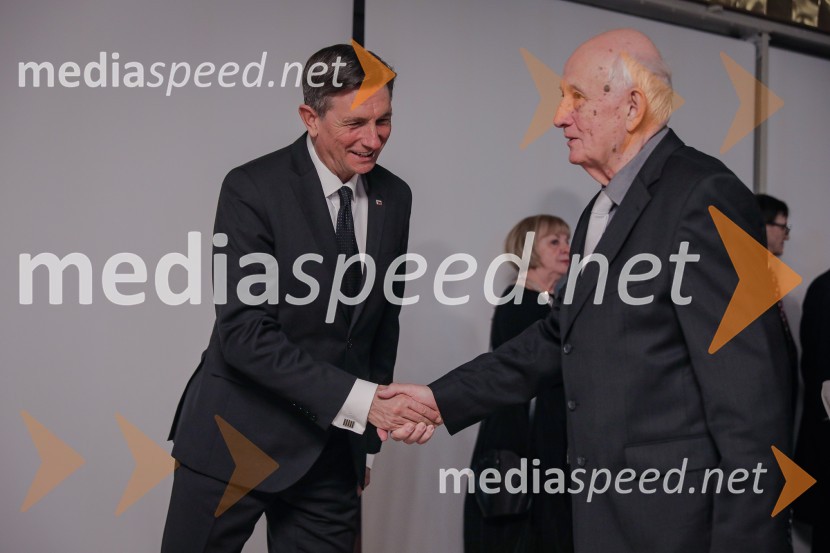  Borut Pahor, predsednik Republike Slovenije;  Stojan Kerbler, fotografska legendaPodelitev Prešernovih nagrad ob slovenskem kulturnem prazniku