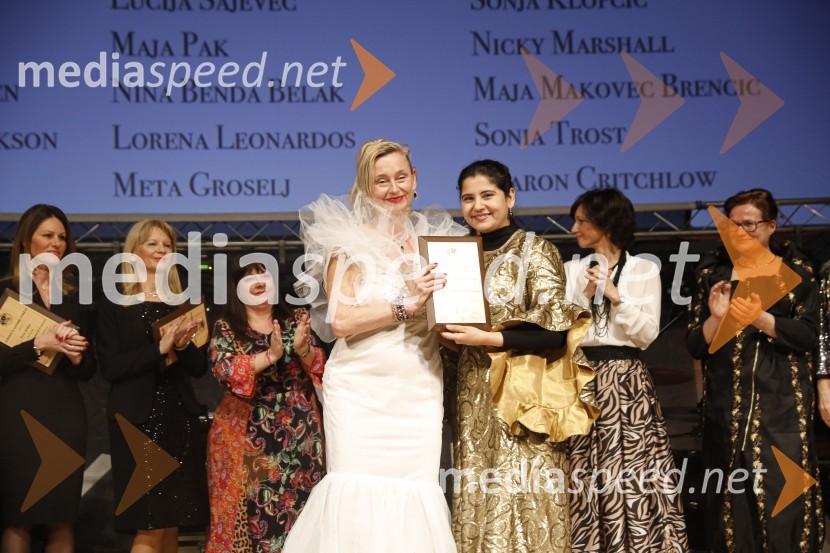  Norma de Saint Picman, intermedijska umetnica, CEO Noravision; dr. Harbeen  Arora, predsednica WEF globalWomen economic forum, gala večerja in podelitev nagrad