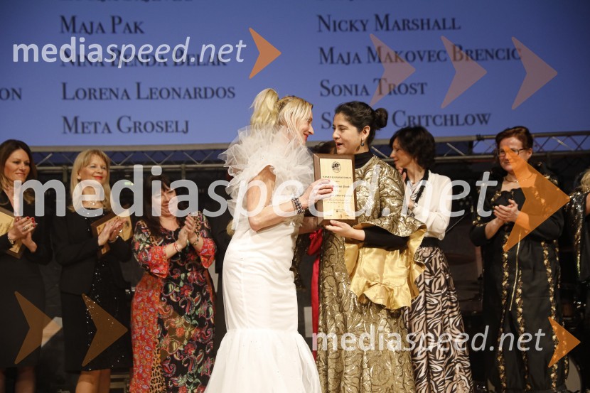  Norma de Saint Picman, intermedijska umetnica, CEO Noravision; dr. Harbeen  Arora, predsednica WEF globalWomen economic forum, gala večerja in podelitev nagrad