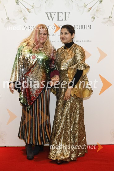  Sonia Trošt, arhitektka in slikarka, Umetnica Art mandal; dr. Harbeen  Arora, president WEF globalWomen economic forum, gala večerja in podelitev nagrad