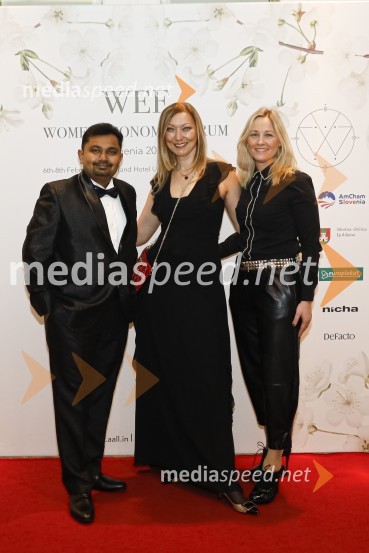  Sunil Hasmukharay , President MAPTaC;  Lara Burazer, jezikoslovka in prevajalka, soorganizatorka WEF Slovenia 2020;  Mateja Kodermac, Union Hotels CollectionWomen economic forum, gala večerja in podelitev nagrad