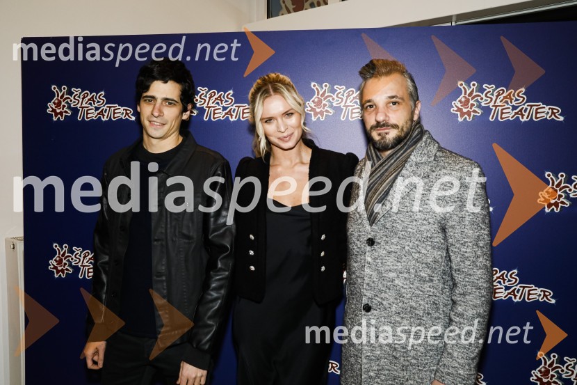  Jernej Kogovšek, igralec;  Nadiya  Bychkova, plesalka, manekenka;  Primož Vrhovec, igralecErotika po Emeršiču, premiera predstave Bojana Emeršiča