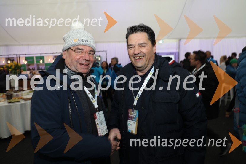  Srečko Vilar, generalni sekretar organizacijskega odbora 55. Zlate lisice;  Rok Moljk, član uprave, Zavarovalnica Sava, d.d.Zlata lisica 2020 VIP druženje, sobota