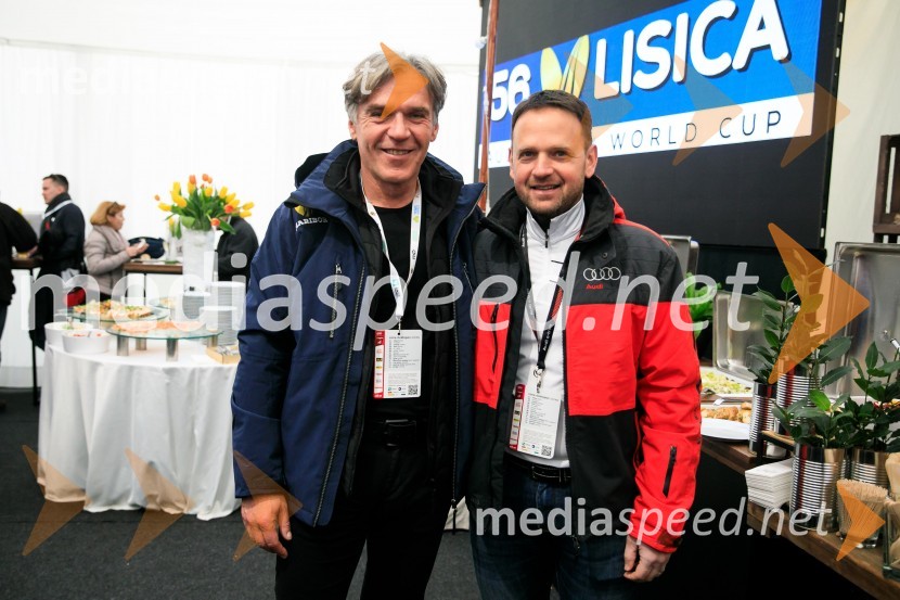 mag. David Kastelic, predsednik uprave, Zavarovalnica Sava, d.d.;  Franci Bolta, direktor znamke Audi pri podjetju Porsche Slovenija d.o.o.Zlata lisica 2020 VIP druženje, sobota