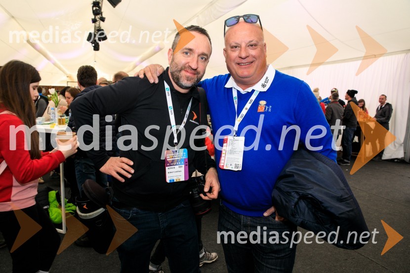  Borut  Cvetko, kreativni direktor, Mediaspeed;  Iztok Klančnik, direktor Selectium Adriatics d.o.o., predsednik Zbora alpskih disciplin, Smučarska zveza SlovenijeZlata lisica 2020 VIP druženje, nedelja