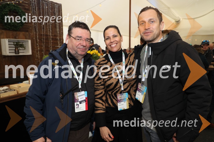  Srečko Vilar, generalni sekretar organizacijskega odbora 55. Zlate lisice;  Simona Škrobar;  Jure Košir, nekdanji smučarZlata lisica 2020 VIP druženje, nedelja
