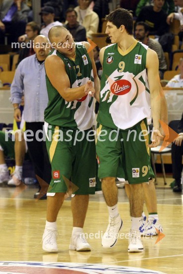 Marko Milič, Union Olimpija (krilo) in Damjan Rudež, Union Olimpija (krilo)Košarka: Olimpija - Maccabi Tel Aviv