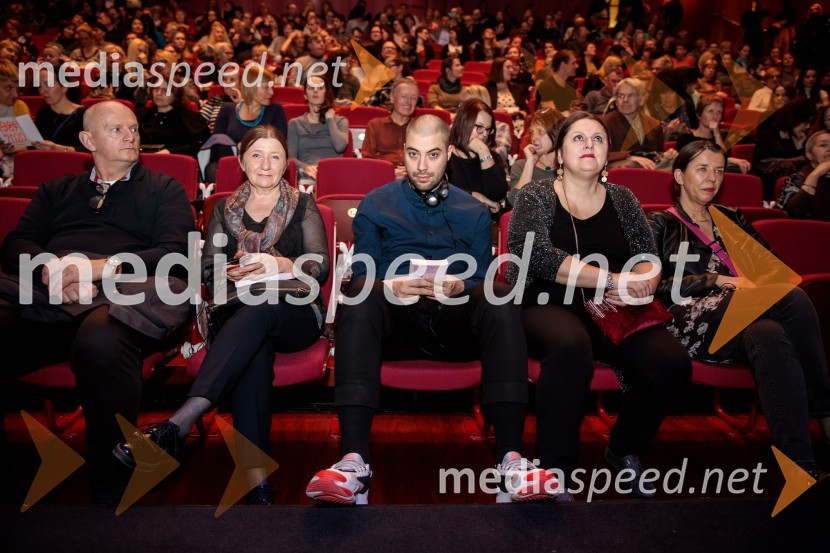  ... ;  ... ;  Benjamin Krnetić, igralec;  Uršula Cetinski, generalna direktorica, Cankarjev dom;  Barbara Rogelj, Cankarjev domFabula - Otvoritev Festivala literature sveta